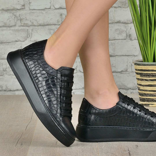 Дамски кецове Emili black kroko