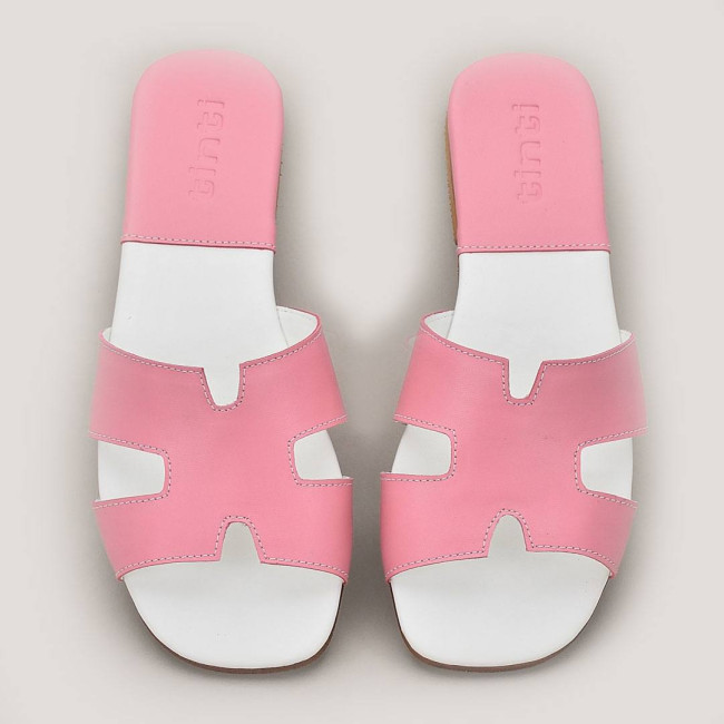 Дамски чехли от естествена кожа Milica pink