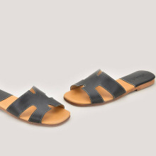 Дамски чехли от естествена кожа Milica black