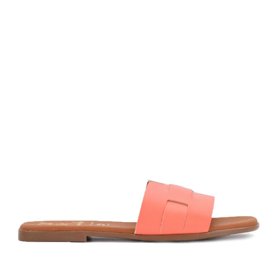 Дамски чехли от естествена кожа 5800 soft coral