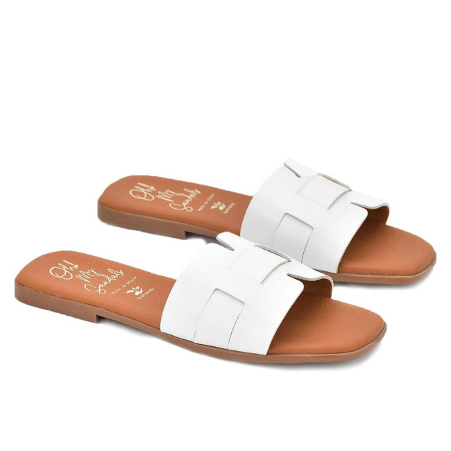 Дамски чехли от естествена кожа 5800 soft blanco