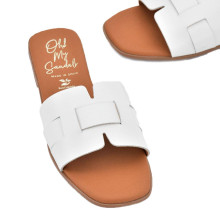 Дамски чехли от естествена кожа 5800 soft blanco