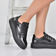 Дамски кецове Lena black lak