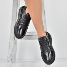 Дамски кецове Lena black lak